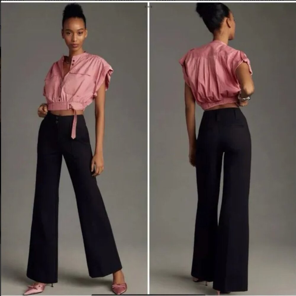 Anthropologie Maeve The Naomi Ponte Wide-Leg Flare Pants Size 10 NWT